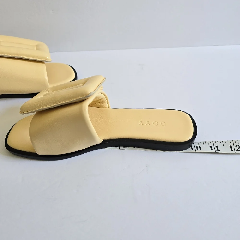 BOYY Leather Flat Sandals Size 39 Light Yellow - Picture 10 of 10